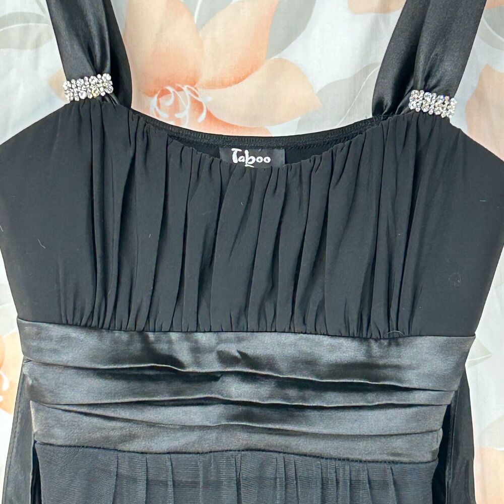 Taboo Dress Womens Small Black Floral Beaded Sleeveless Chiffon Tie Back - Picture 3 of 14